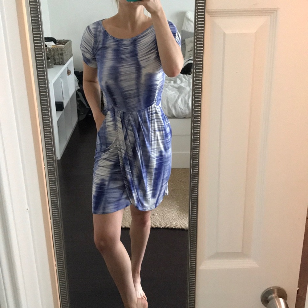 WESTON WEAR blue tie dye midi length dress.